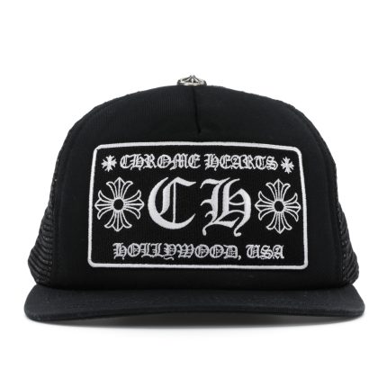 Chrome Hearts CH Hollywood Trucker Hat - Black/Black