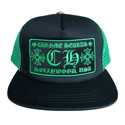 Chrome Hearts CH Hollywood Trucker Hat - Black/Green