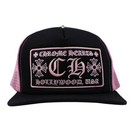 Chrome Hearts CH Hollywood Trucker Hat - Black/Pink