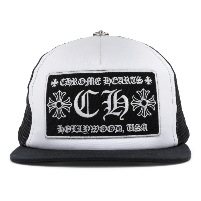 Chrome Hearts CH Hollywood Trucker Hat - Black/White