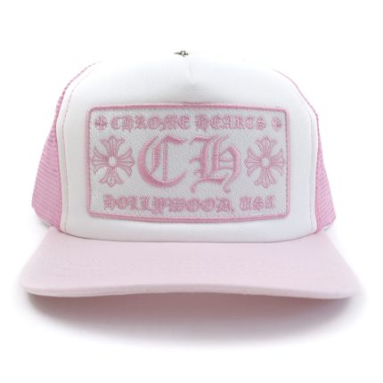 Chrome Hearts CH Hollywood Trucker Hat - Pink/White