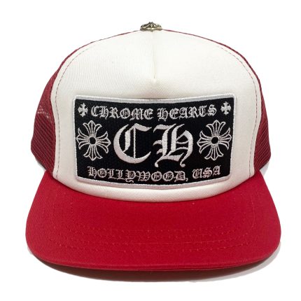 Chrome Hearts CH Hollywood Trucker Hat - Red/White