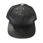 Chrome Hearts Cemetery Cross Leather Stitched Trucker Hat - Black