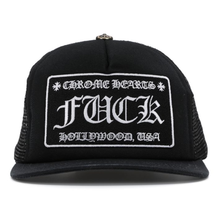 Chrome Hearts FUCK Hollywood Trucker Hat - Black