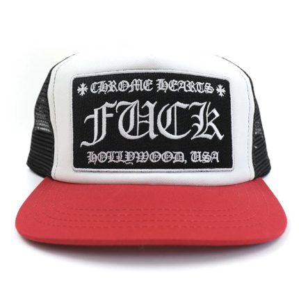 Chrome Hearts FUCK Hollywood Trucker Hat - Red/Black/White