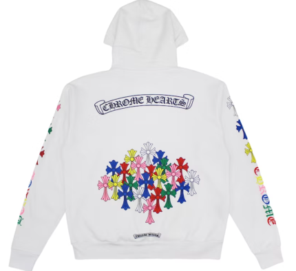 Chrome Hearts Multi Color Cross Hoodie White