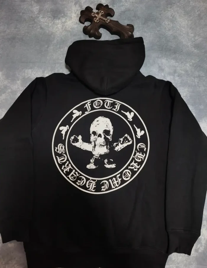 RARE Chrome Hearts Foti Skeleton Circle Logo Zip Up Hoodie