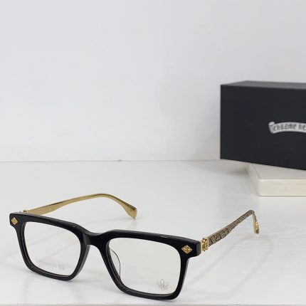 Chrome Hearts Black Eyeglasses with Gold Accents